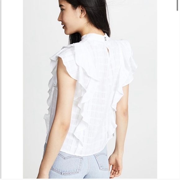 Veronica Beard Sol Lace Inset Ruffle Sleeveless Lace Crochet White Top Blouse 2 - Picture 3 of 16